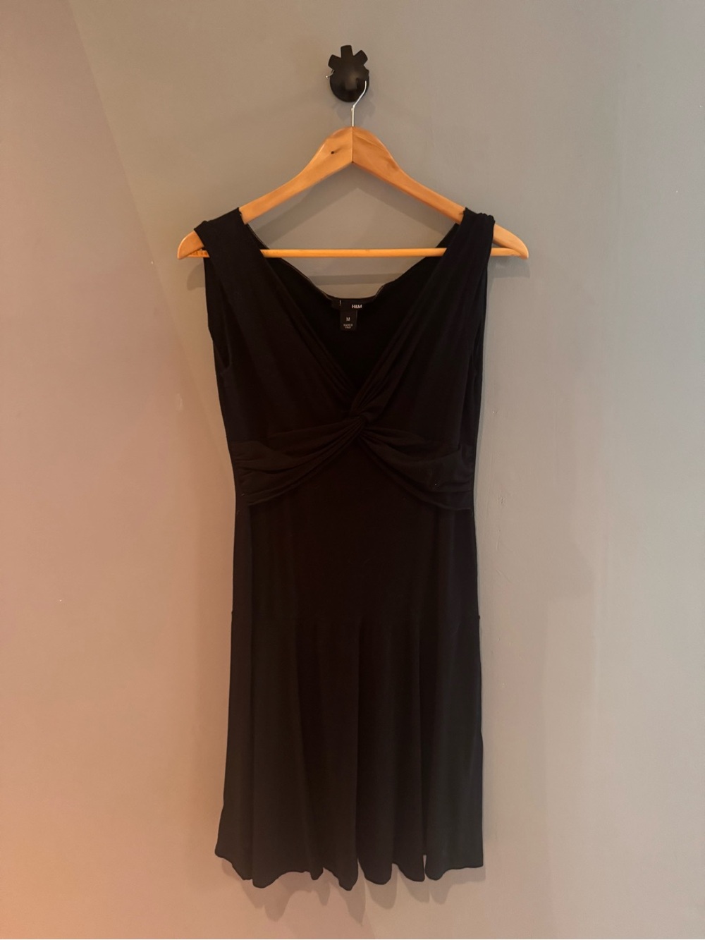 H&M Black Twist-Front Midi Dress